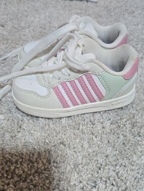 KSwiss Kids White Sneakers with Pink and Mint Accents